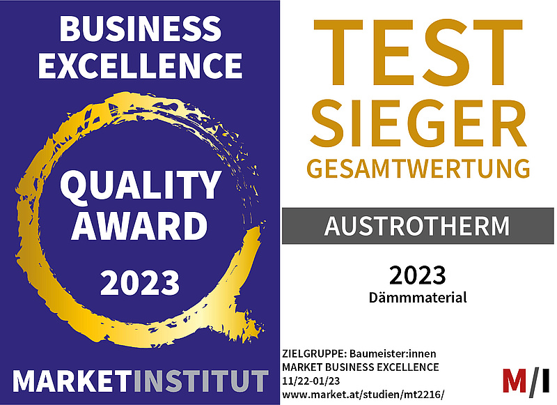 Austrotherm Sieger bei Baumeister Markttest 2023 in der Kategorie Dämmstoffe